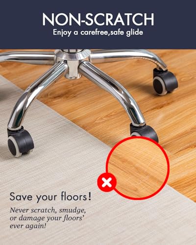 Image of Baroyal Office Chair Mat for Hardwood Floor Under Desk Computer Rolling Chair Mat for Wood /Tile Floor Non-Slip Heavy Duty Desk Rug PVC Plastic Hard Floor Protector 36 inch x 48 inch (Parchment)