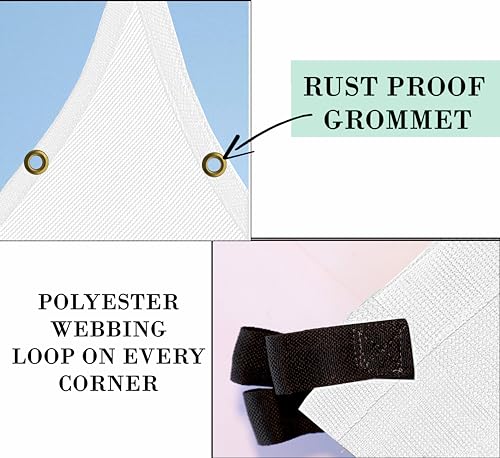 Image of HDPE Fabric Self Fold with SS Eyelet Sun Shade Sails 85-90% Protection from Sun & UV Rays Ideal for CarParking,Outdoor Garden,Balcony,Tent(White Color, 9.5 X 11 Feet) Pack of 1 Pc