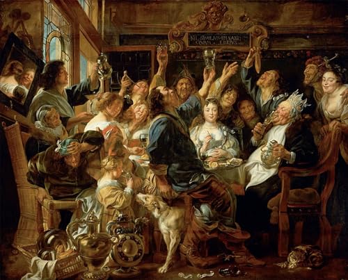 Toile la fête du roi des haricots Jacob Jordaens pour décoration murale grand salon de 60x90cm
