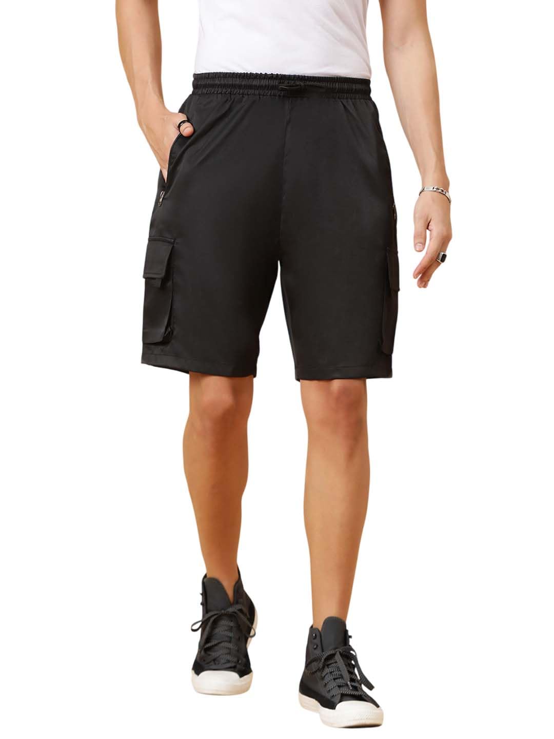 kotty Men's Solid Regular Fit Gold Black Stylish Shorts-picture-25
