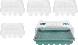 FRCOLOR 7pcs Plant Nursery Pot Starter Kit with 12-Cell Planter Trays and Green Greenhouse Germination Box for Seedling Growth and Vegetable Sowing