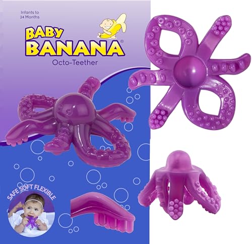 Image of Baby Banana Octopus Infant Teether, Pop Fidget Toy, Tactile Stimulator, Chewable Oral Sensory Therapy for Neurodivergent Population, OT recomended, Family-Owned Business