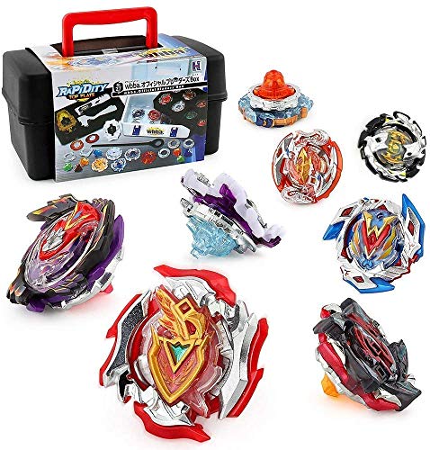 OBEST Peonzas Juguetes Conjunto, 8 Gyro Spinner y 2 Turbo Burst Lanzador Set, con Caja Portátil, Cumpleaños, Navidad Regalo, Regalo de año Nuevo para los Niños