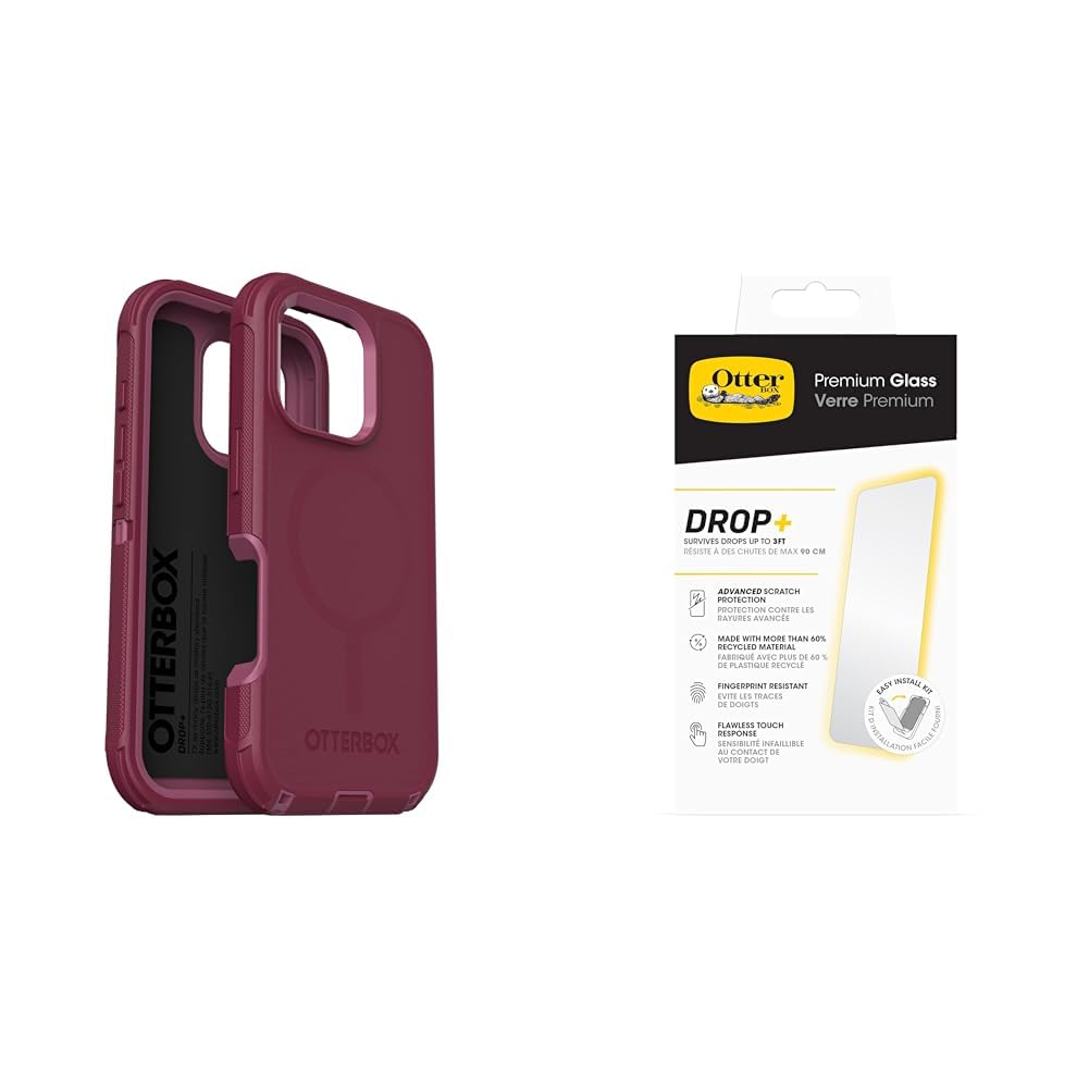Coque Defender MagSafe iPhone 16 Pro OtterBox rouge avec verre - 2