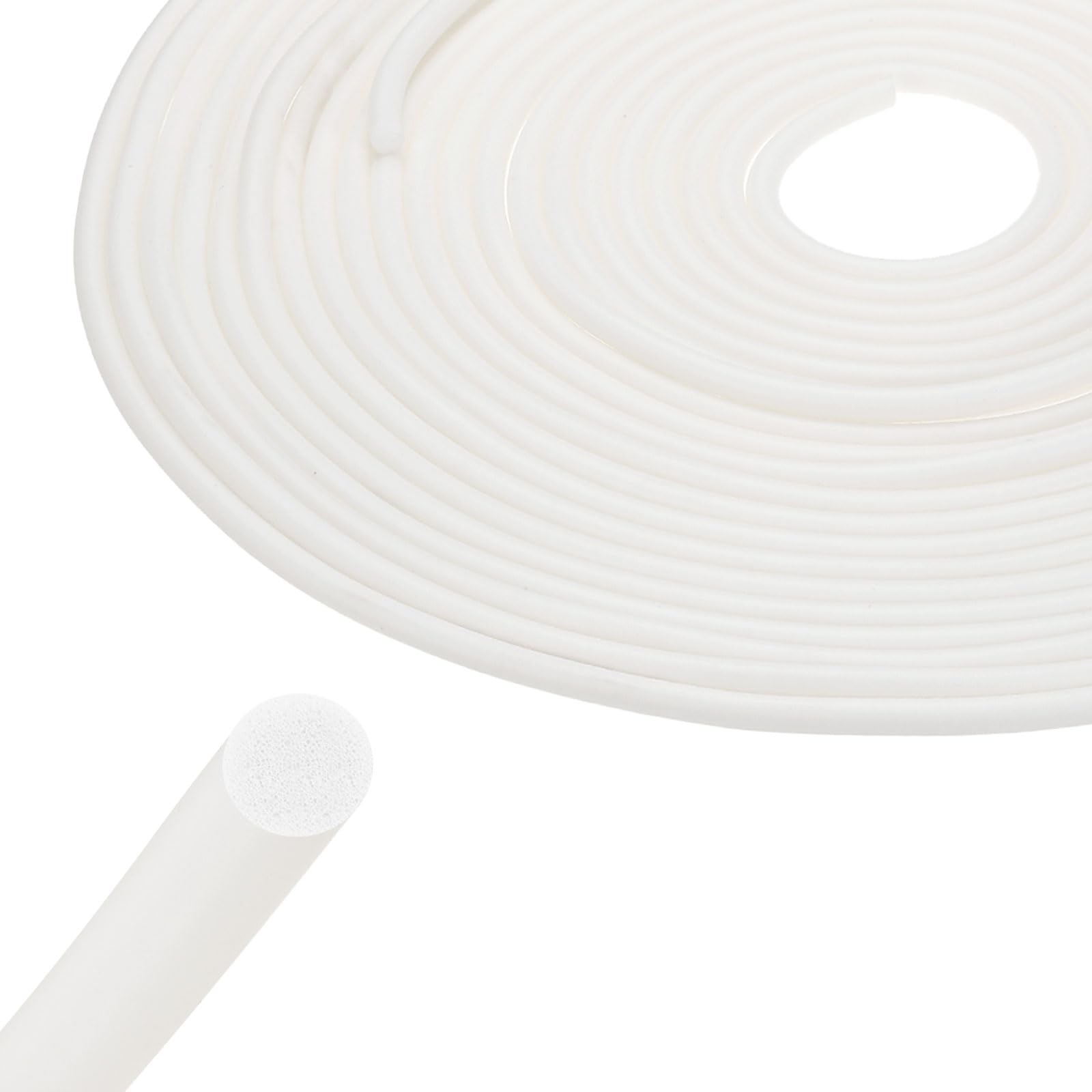 sourcing map Backer Rod 7mm x 15m Silicone Rubber Foam Caulk Saver, Weather Strip Seal for Sealing Concrete Gaps, Expansion Joints, Crack Filling, Doors, Windows, White