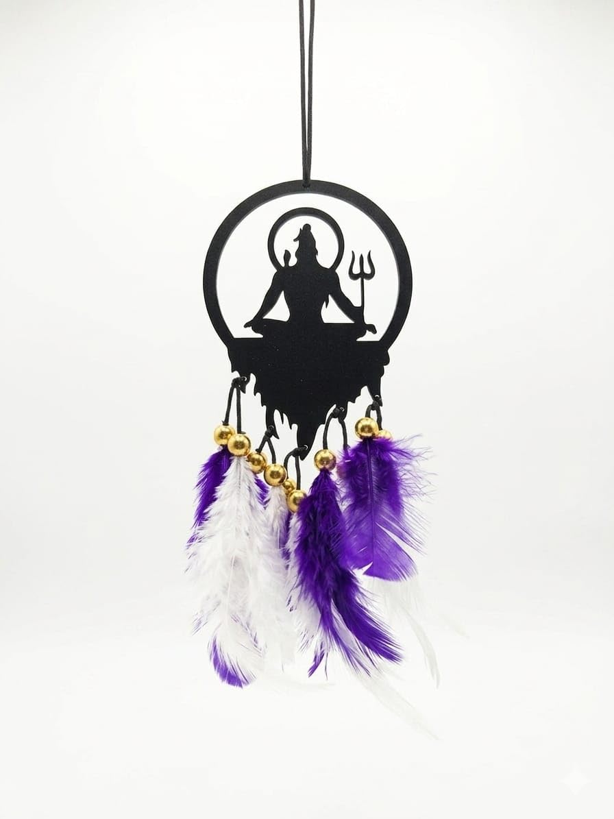 Acrylic Dream Catcher Car Hanging Ornament with Purple and White Feathers - Rear View Mirror Decor for Cars, Spiritual Wall Hanging Decoration for Home, Office and Gift Use (SIVAJI-03)-image-19