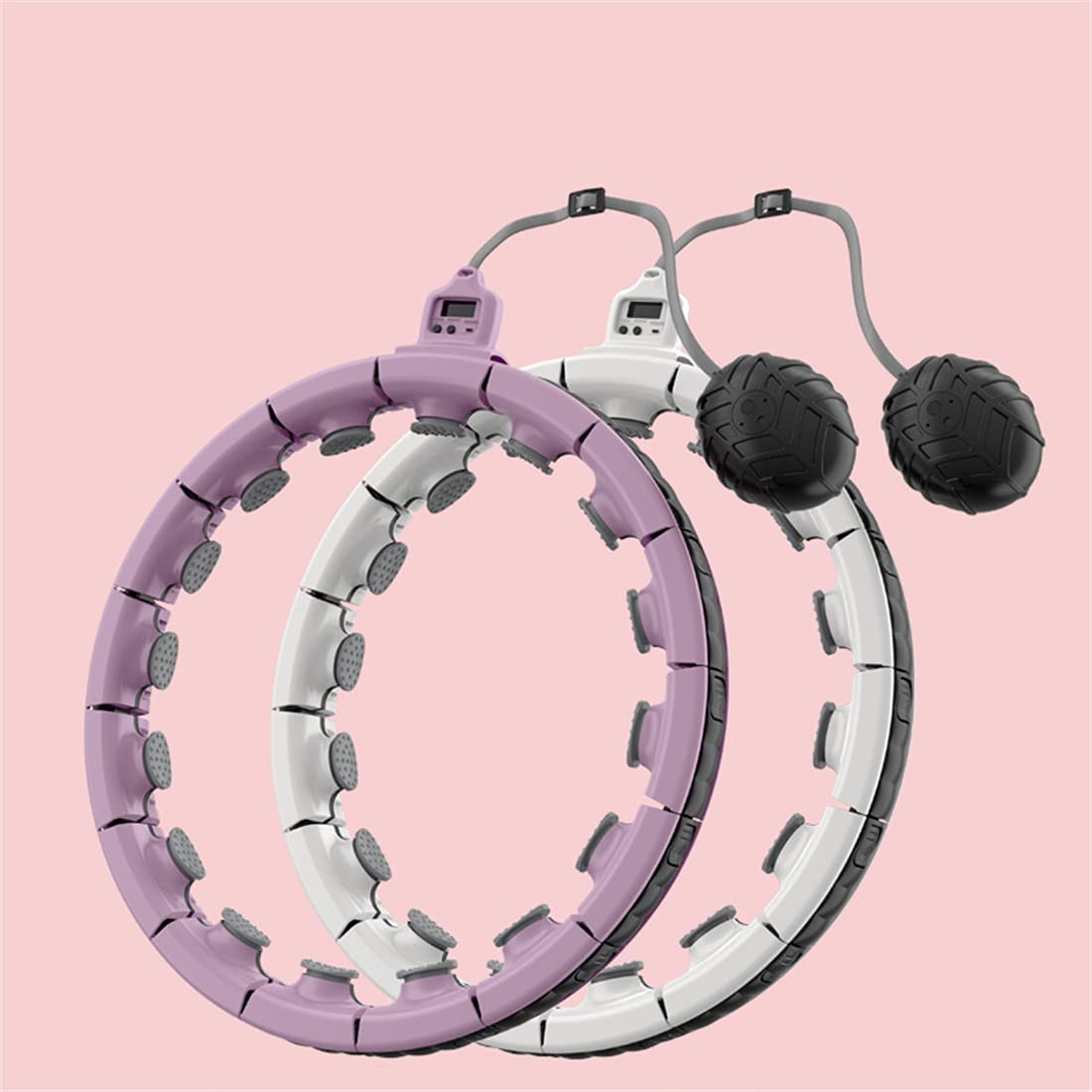 Hula Hoop per Adult & Kids Addome Esercizio, Hula Hoop Ponderato con Contatore, 16 Nodi Staccabili, per Adulti Fitness,Viola