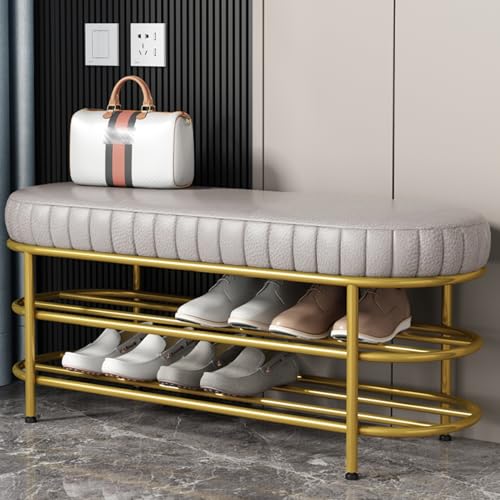 Banc de rangement multifonction doté de deux niveaux de stockage pour chaussures - 2