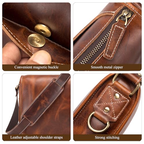 Leather Messenger Bag for Men Women Medium Satchel bag Retro Crossbody Shoulder bag Mens Purse Handbag3