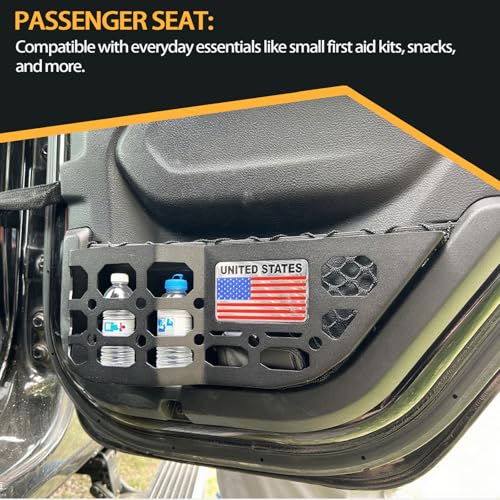 Image of Rear Door Metal Pocket Molle Panels Compatible with 2018-2025 Wrangler JL 4 Door Only & 2020-2025 Gladiator JT | Aluminum Flag Style| Steel Storage Box Replaces The Weak Saggy Net