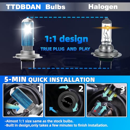 Image of Headlights Fit for (2007-2008)(2017-2018) Santa Fe Halogen Headlight Bulbs,H7 High Beam & H7 Low Beam Headlight Bulbs Kit,Plug And Play,Pack of 4 (Santa Fe 2007 2008 2017 2018 Headlamps)
