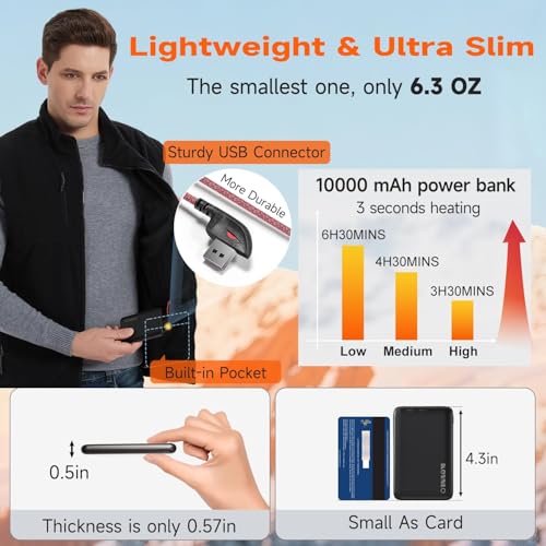Image of KOVNLO Heated Vest for Men with Battery Pack Included, Soft Fleece Smart Electric Lightweight Heated Jacket