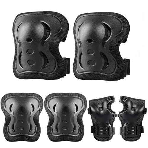 Plusawa Rodilleras, Coderas, muñequeras para niños, Brillan en la Oscuridad, Equipo de protección Deportivo para patineta, Ciclismo, Patines y Actividades al Aire Libre, 0 25 kg (Rosa, S) (Negro, M)