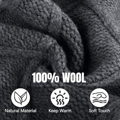 Babalet 100% Wool Scarf Women Winter Knitted Beanie Warm Cable Knit Shawl for Women with Buckle Thick Chunky Thermal Neckwear2