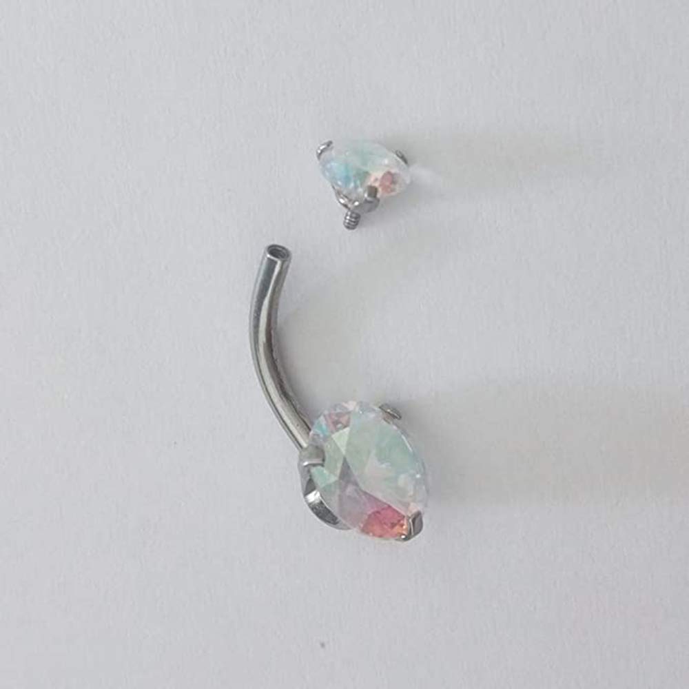 Jconly Belly Piercing Kit - 14G Belly Button Ring with Surgical Steel Piercing Needles and Piercing Clamp(AB))…
