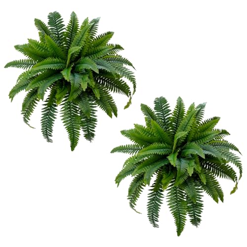 Senjie Artificial Boston Fern 2 Set 55 Branches Fake Ferns for Outdoors 32Inch Faux Plant for Home...
