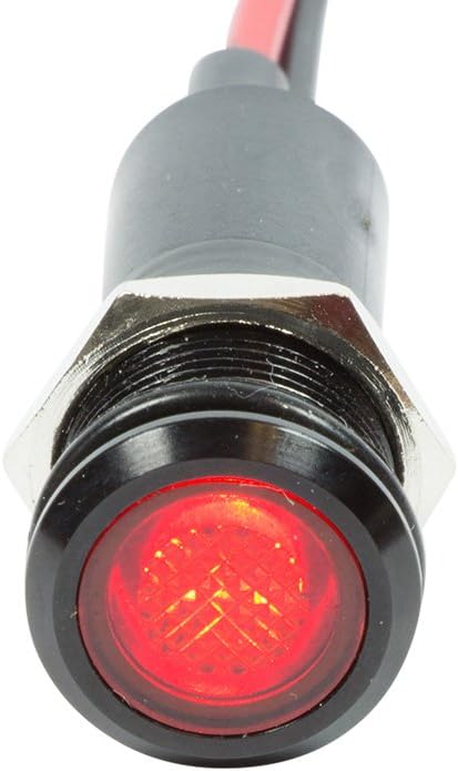 Alpinetech PLB12M 12mm 1/2" 12V DC LED Metal Signal Indicator Pilot Dash Light (Red)