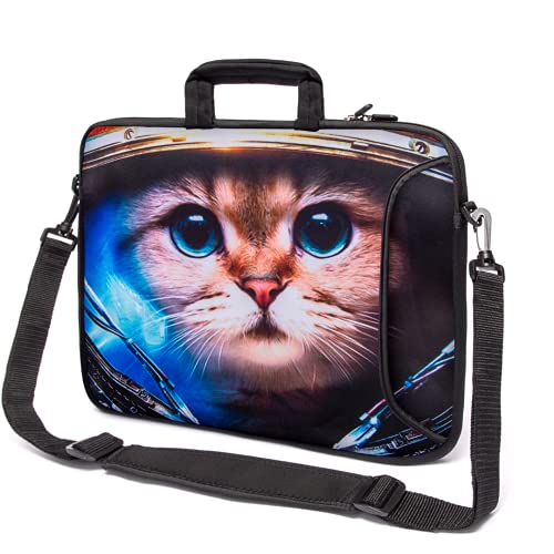 17"- 17,3" Sac pour Ordinateur Portable pour Ordinateur Tablette avec Poignée et étui de Transport Peau Protectrice par Funky Planet Sac Cases (Cat Astronaut) Cover