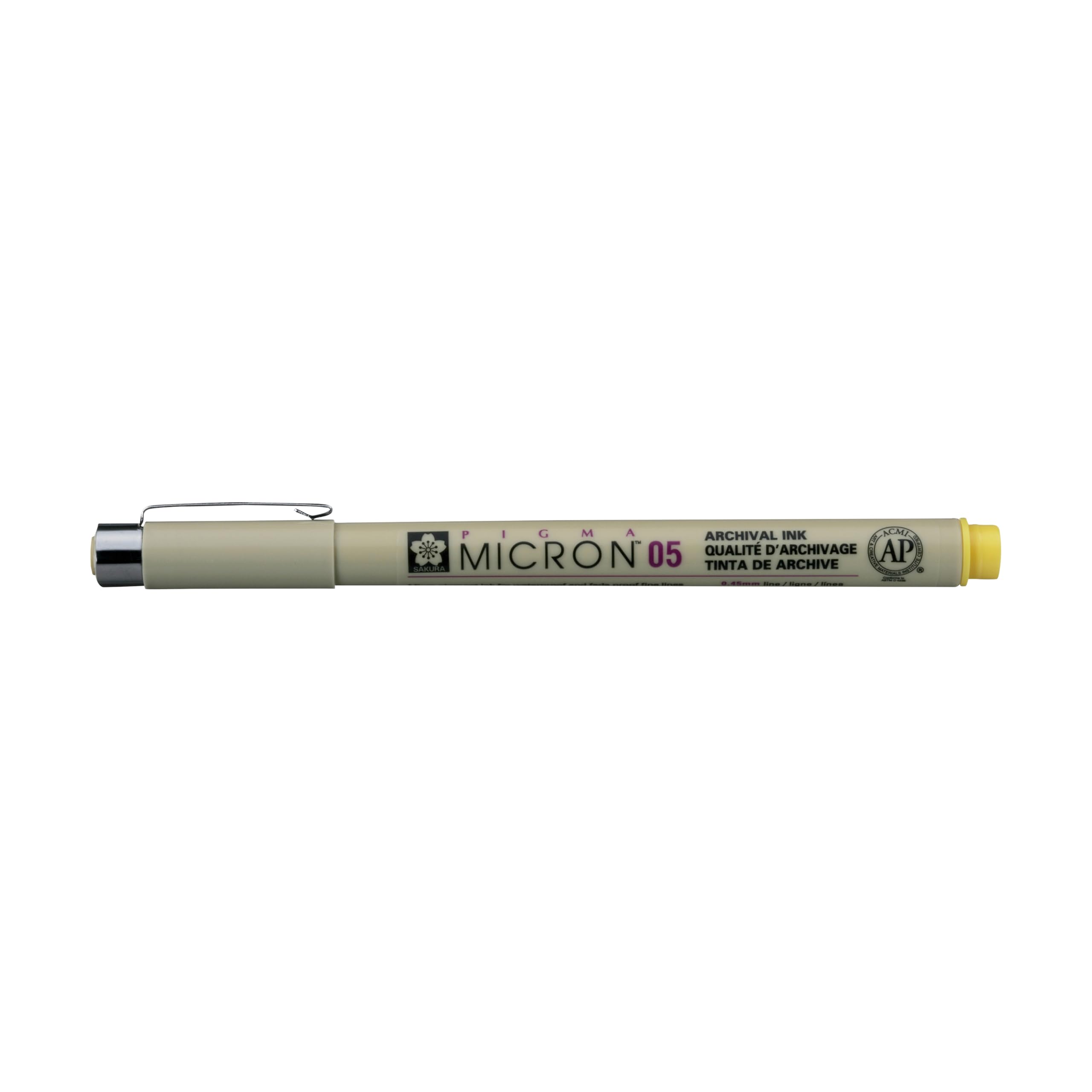 SAKURA Pigma Micron 05 - Yellow Fineliner Pen - 0.45 mm Waterproof Permanent Archival Ink