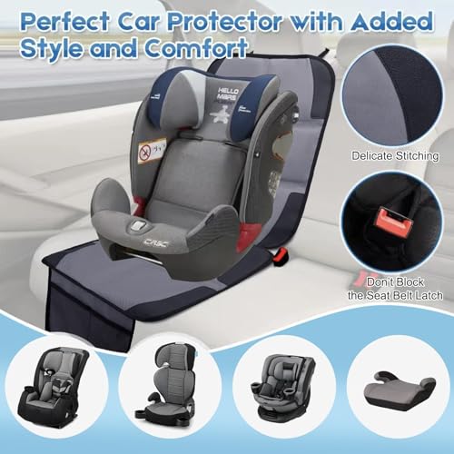 Image of Car Seat Protector 2 Pack Baby Car Seat Covers with Mesh Pockets & Non-Slip Backing 600D Durable Seat Protector Under Baby Car Seat (Gray, Standard)