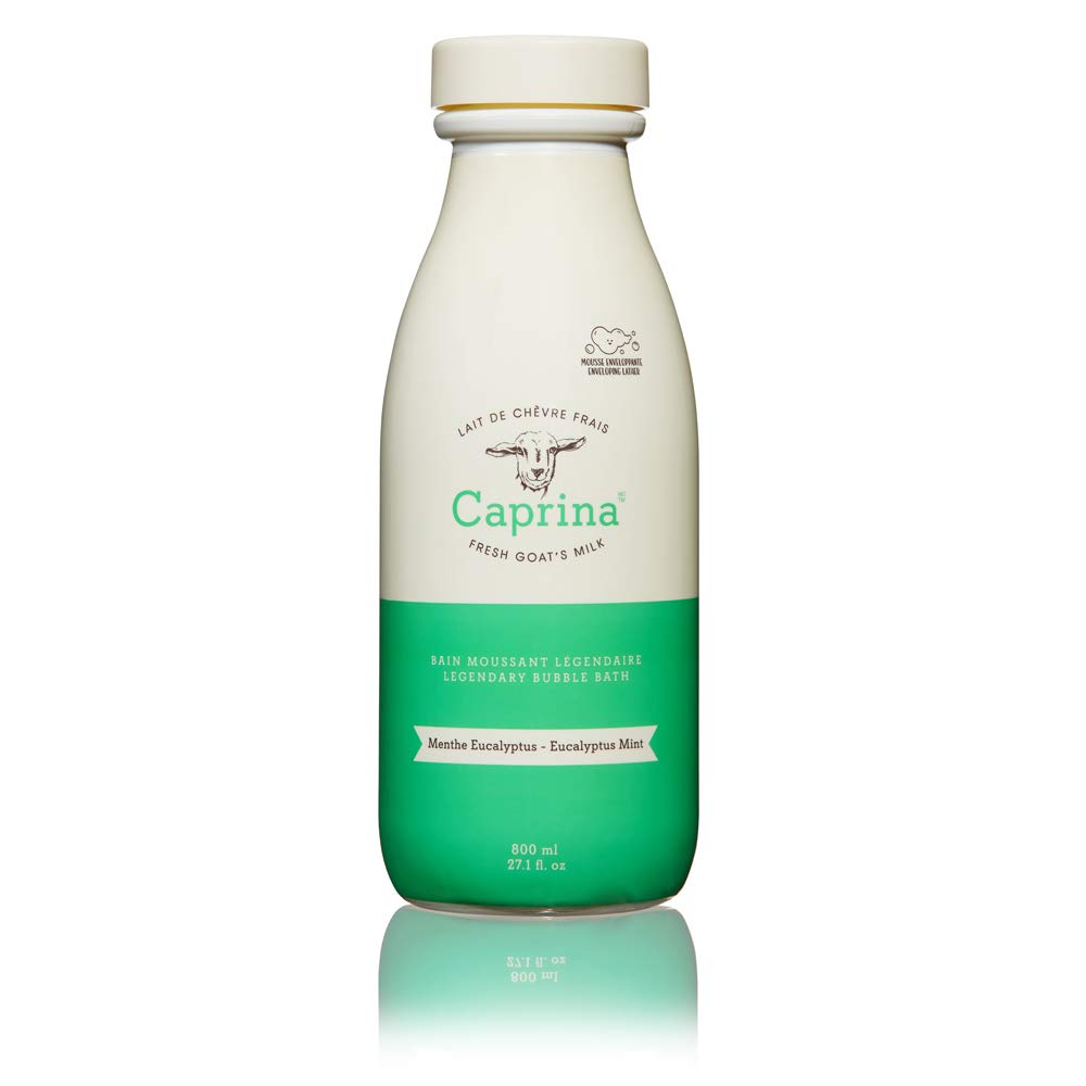 Caprina by Canus Bubble Bath, Eucalyptus Mint, 27.1 oz, Pack of 4, with Fresh Canadian Goat Milk