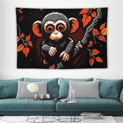 Tapisserie murale singe rouge tissu doux et leger ornement retro de qualite superieure