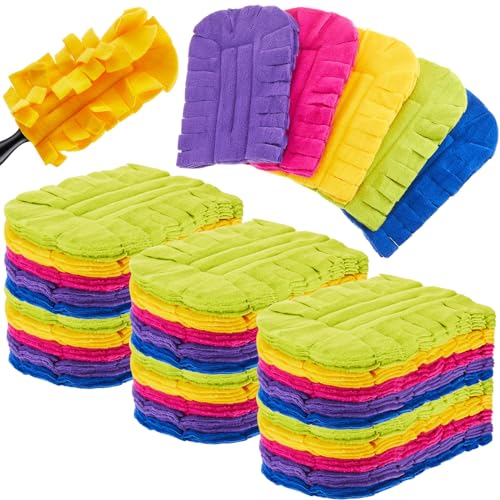 Image of Zubebe 30 Pcs Reusable Duster Refills Fleece,Dark Color | Soft Polyester Fiber Flat Duster Refill Multi Surface Washable Cleaning Pad Tools for Home, Blinds, Car, Pet, Furniture, Fans