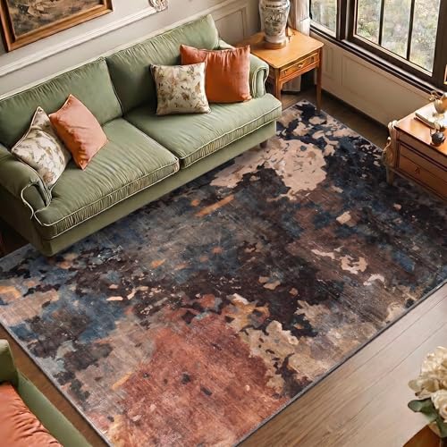 Image of Medallion Vintage Look Carpet for Living Room Bedroom Dining Room | Washable Area Rug with Non Slip TPR Backing | Modern Floor Carpet for Home(Design05-5x7 Feet)