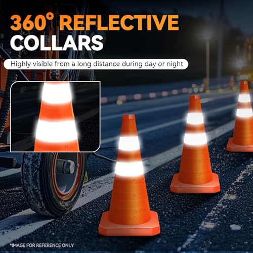Auto Dynasty 18 Inch Collapsible Traffic Safety Cones, 2 Pack Orange Cones with Reflective Collar, Multi Purpose Pop-up Parking Cones for Road Safety, Parking Lot, Sport and Driving Training