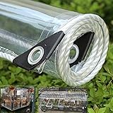 Yclty Abdeckplane Plane Transparent Mit Ösen, PVC Schutzplane Terrassen Windschutz Zeltplane, Allzweckplane Regenschutz Für Balkon Glas Klare wasserdichte Tarps Für Gartenmöbel,Pflanzen Gewächshaus