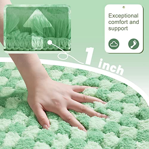 Hotbalzer Bath Rugs For Bathroom Non-Slip, Bathroom Rugs Extra Soft Plush Water Absorbent Bath Mats, Machine Washable Small Bath Carpet For Bathroom Floor, Tub And Shower (16 * 24, Green) #TOP1
