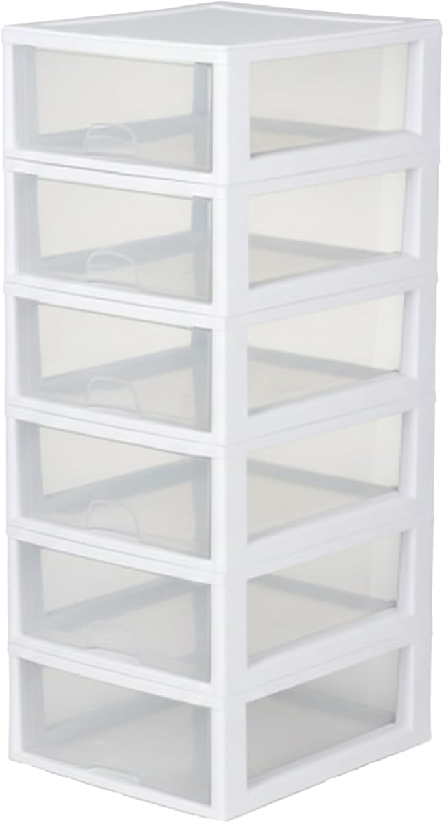 Stacking Drawer Storage Organizer for Clothes, 16 Quart, 6-Pack
