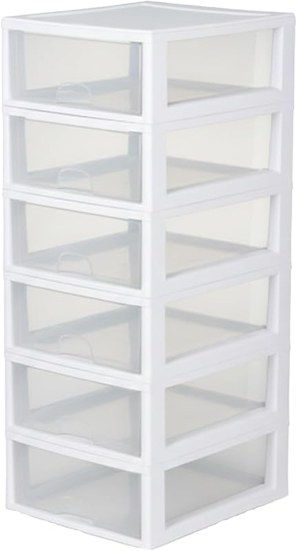 Stacking Drawer Storage Organizer for Clothes, 16 Quart, 6-Pack