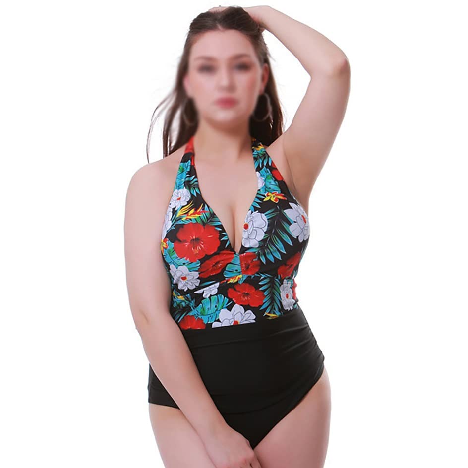 Bikini grande taille CLSDRZC avec maintien halter ajustable et imprimé haute définition