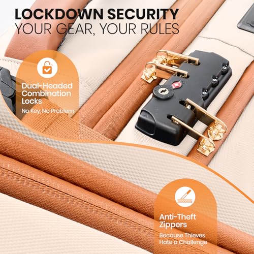 Fanwoli Vacuum Rolling Travel Backpack, Carry On Luggage with TSA Lock & Anti Theft Zipper, 70L Expandable Airback with Compression Pump, Waterproof Laptop Bag Ideal for Flight & Business,White4