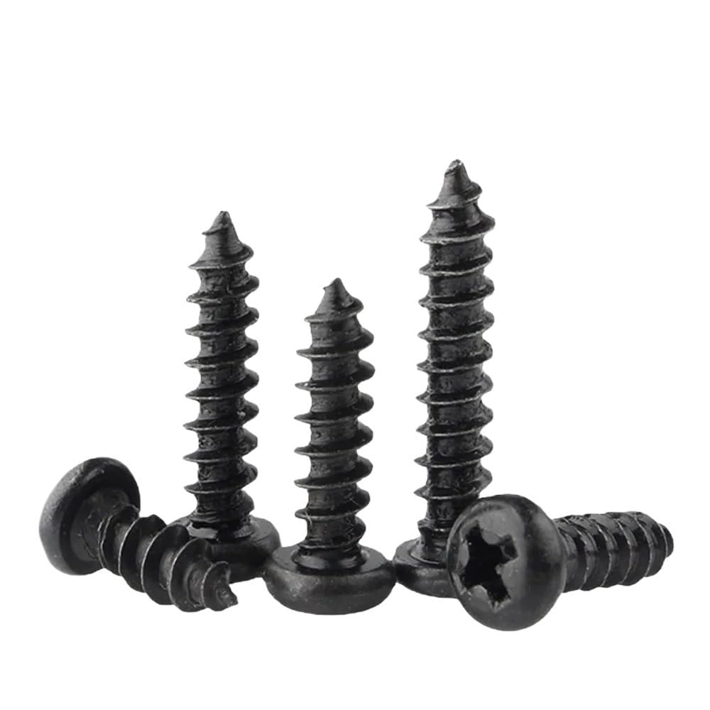 BTYQKZVPM Pan Head Self Tapping Screws, Black Self Tapping Glasses Screws M2.3-M4 4-30MM Cross Round Pan Head(8MM,M3.5x50PC)