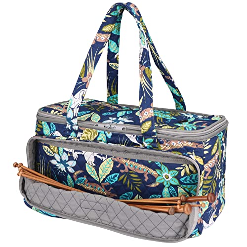 Image of Yarn Bag-Large Size-Yarn Storage Organizer with Grommets-Portable Crochet Bag for Yarn Skeins-Crochet Hooks-Knitting Needles -Other Accessories (Rainforest)