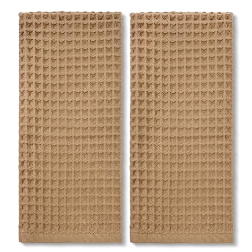 Waffle Bathroom Hand Towels 2-Piece (Tan) –...