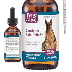PetAlive ComfyPet Pain Relief for Dogs & Cats – Natural Homeopathic Supplement for Pet Joint & Mobility Support – 2 fl oz Drops – Made in USA