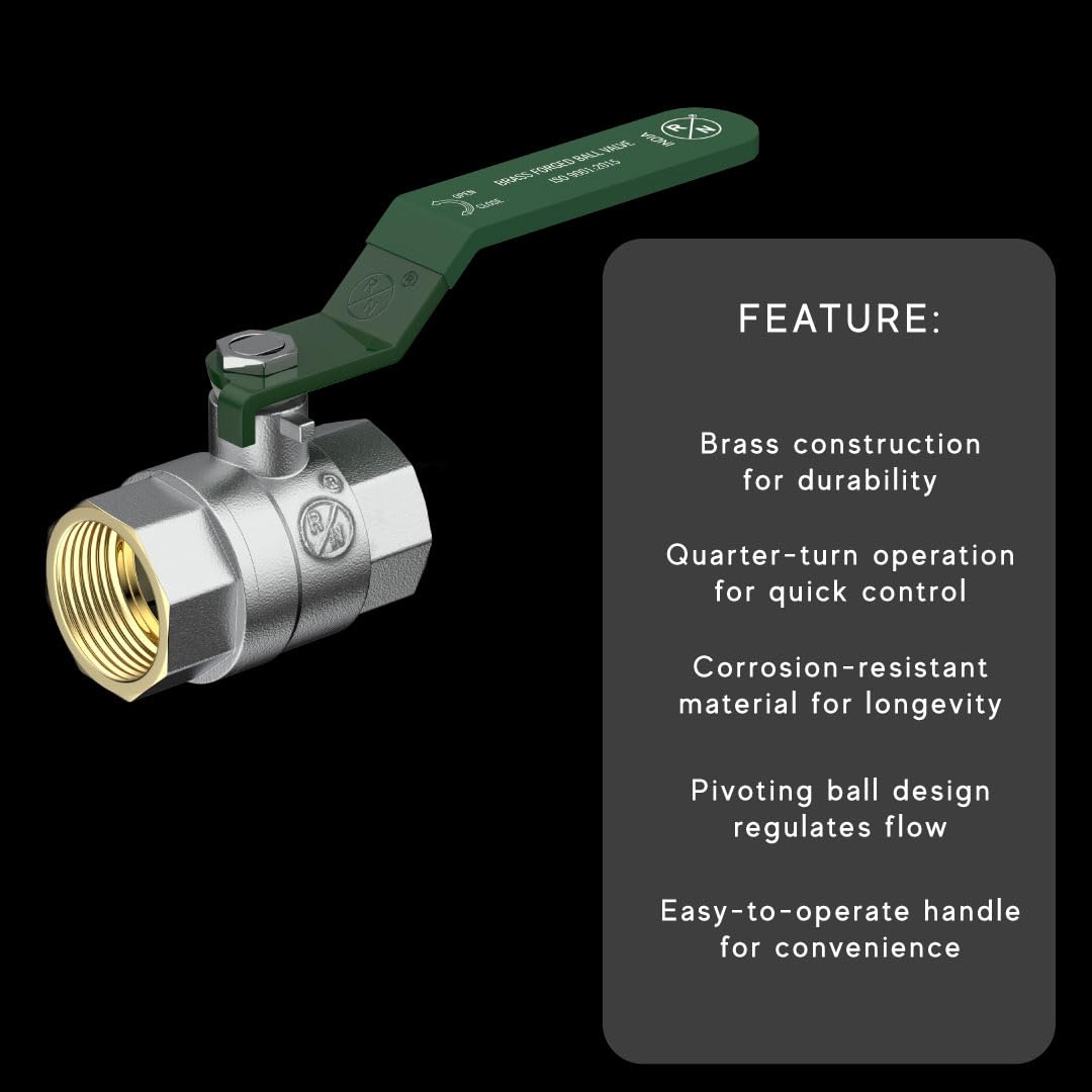 RN Forged Brass Ball Valve, Nickel Plated