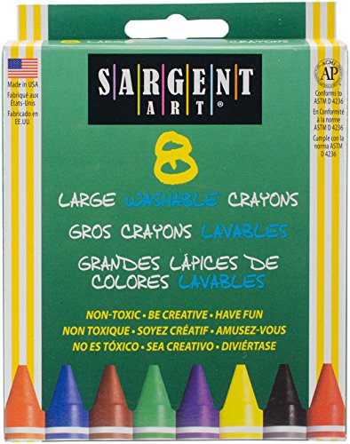 Sargent Art 35-0541 8-Count Large Washable-Crayons/Peggable #TOP30