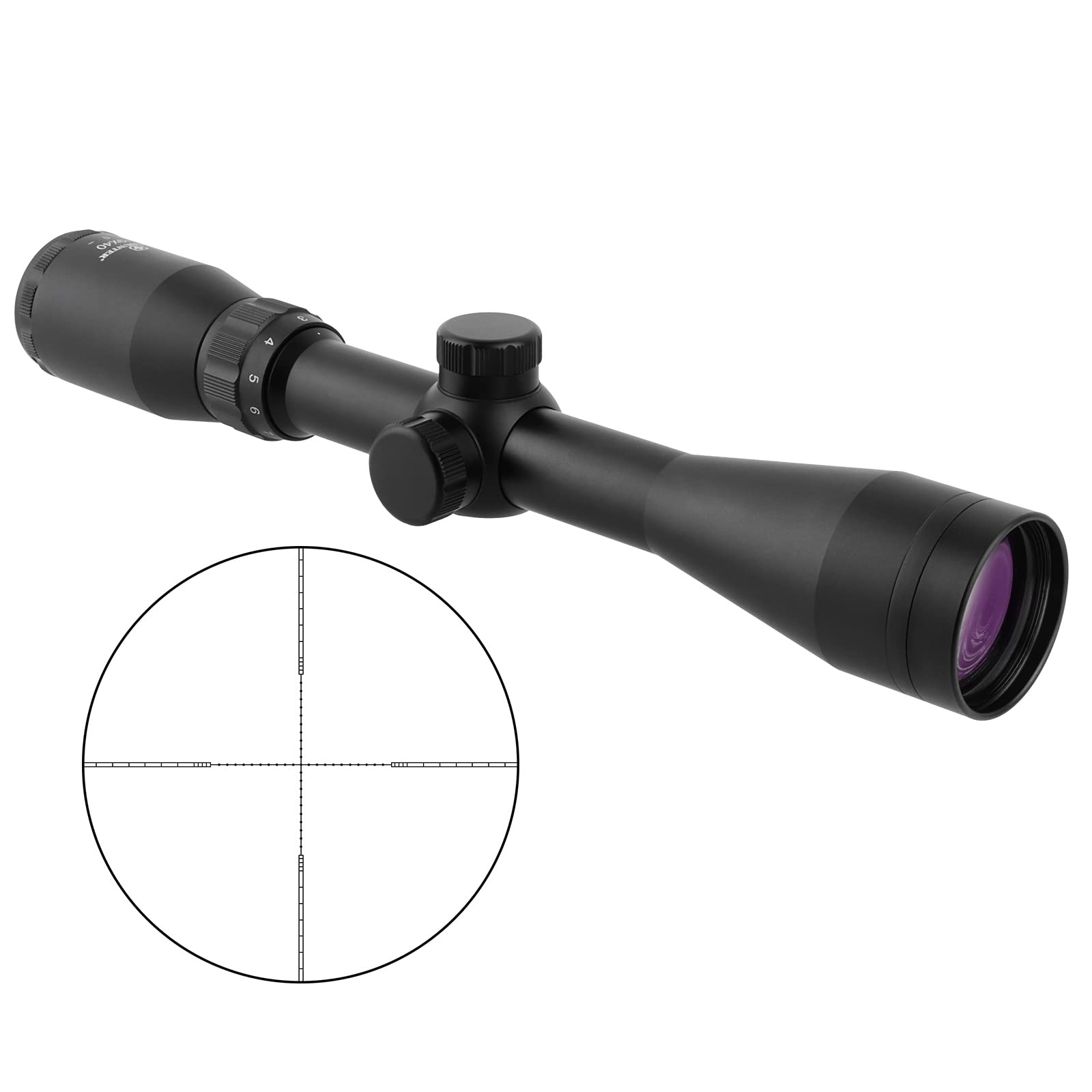 Lunette de visée 3-9x40, viseur 1/4 MOA, revêtement d'objectif Violet, avec couvercles d'objectif rabattables et Anneaux de Montage Picatinny Weaver 20mm et Queue d'aronde 11mm