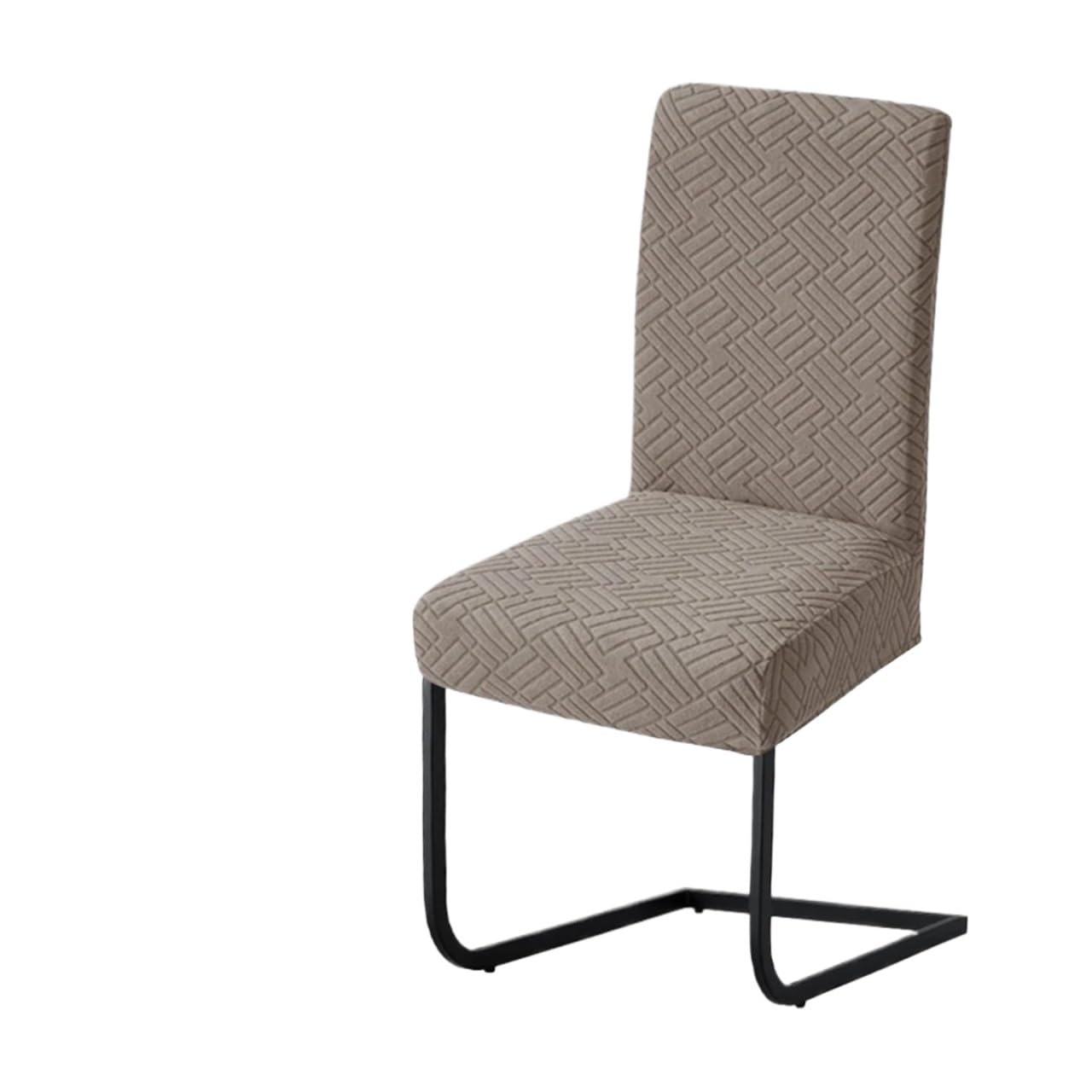 CIOPLJHKL 1/4/6pcs Jacquard Dining Room Chair Covers Stretch Banquet Cover Adjustable Removable Seat Slipcovers For Home Wedding for Hotel, Banquet(A2 Khaki Cover,6pcs)