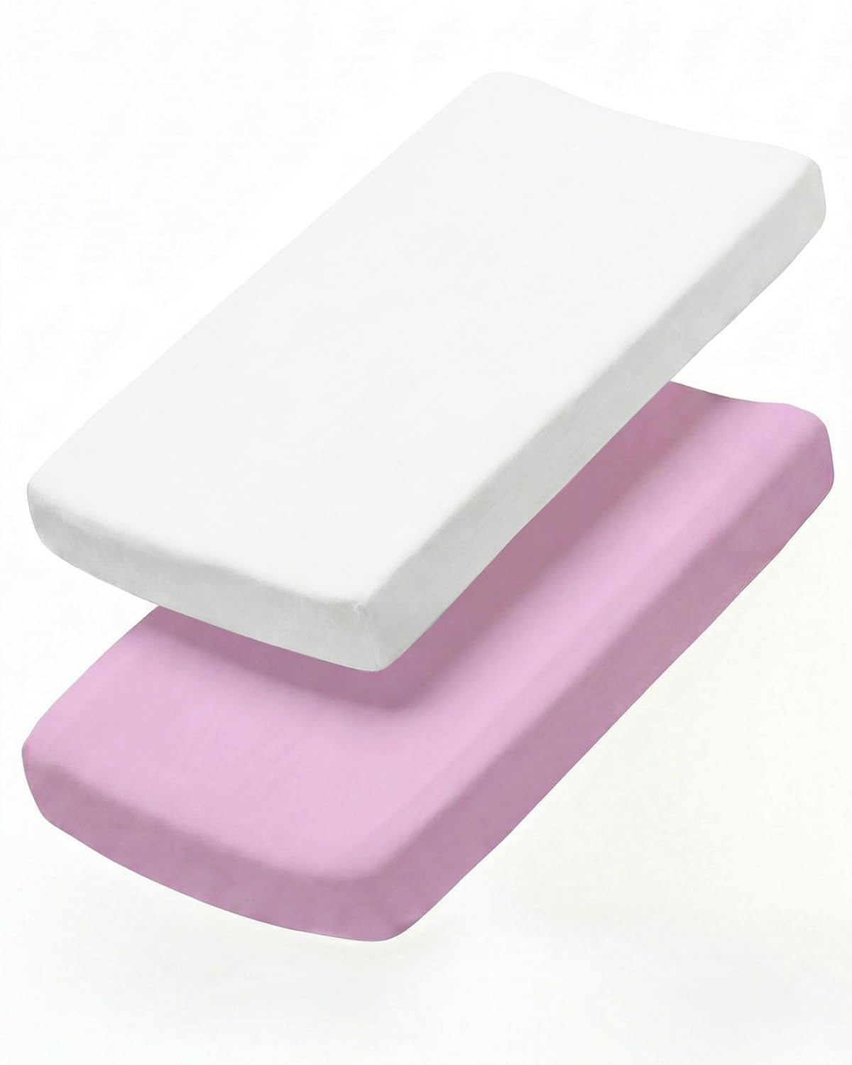 Changing Pad Cover - Pack of 2 Diaper Change Sheets - 32x16in, White/Pink