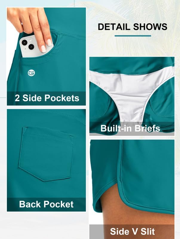 G Gradual Women's 3" High Waisted Swim Board Shorts with Pockets Quick Dry Swimsuit Bottoms Bathing Suit for Women with Liner - Image 4