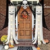 Halloween Decorations, Halloween deko Outdoor, Hanging Ghost, 100 * 20cm Ghost Windsack Flagge Hängende Dekoration für Innen Außen Garten Horror Mottoparty (2 Stück)