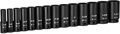 Capri Tools 1/2 in. Drive Deep Impact Socket Set, 7/16 to 1-1/4 in, SAE, 14-Piece