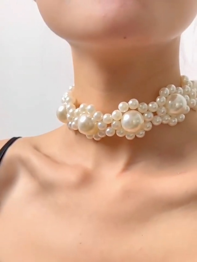 Dmaiy Pearl Flowers Choker Necklace - Adjustable Boho Vintage Chain With Pearl Charms For Wedding, Party, Prom - View #9