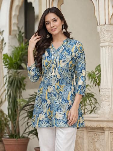Image of Women's Cotton Printed Tunic Top | Square Neck Full Sleeve Casual Western Top | Trendy Longline Printed Top for Women | Stylish Party, Office