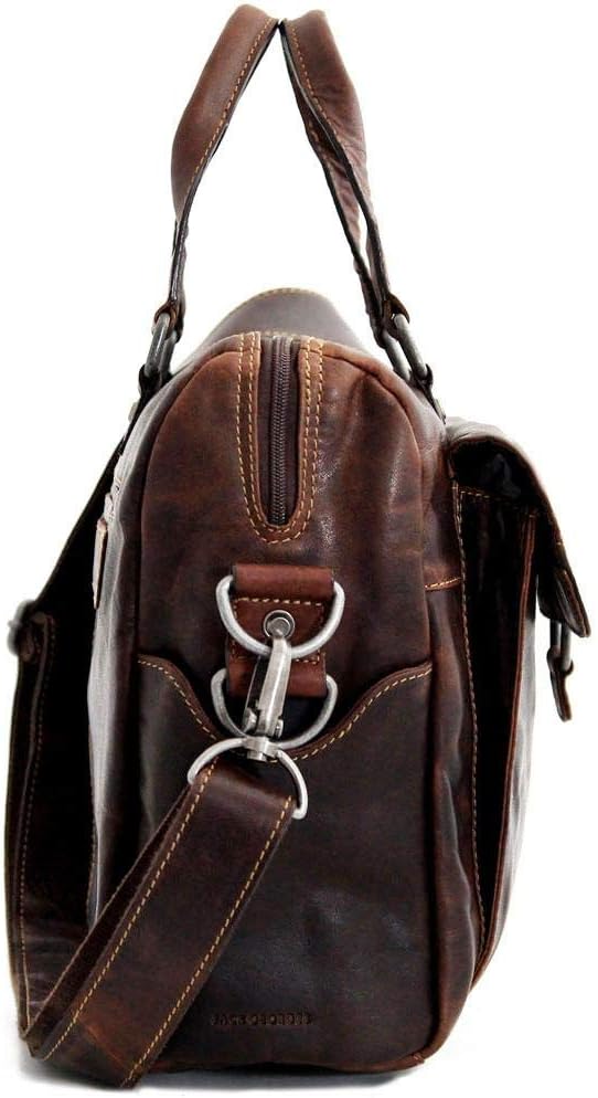 Voyager Zippered Briefcase with Front Flap Pocket #7316 (Brown)